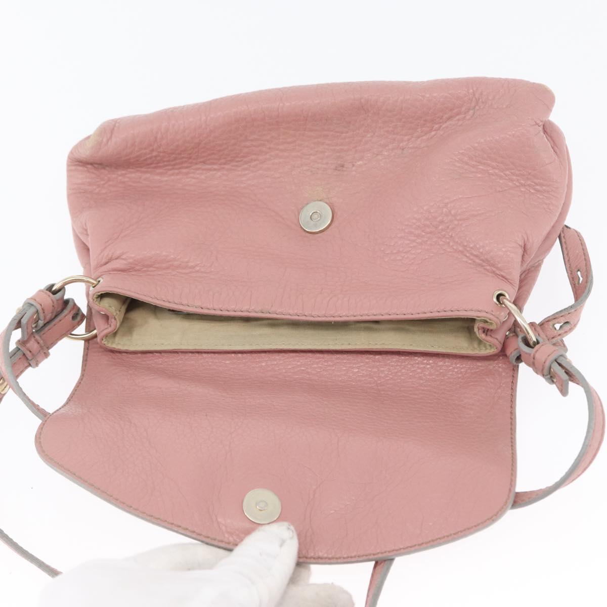 Chloe Lily Shoulder Bag Leather 2way Pink Gold Auth 173695