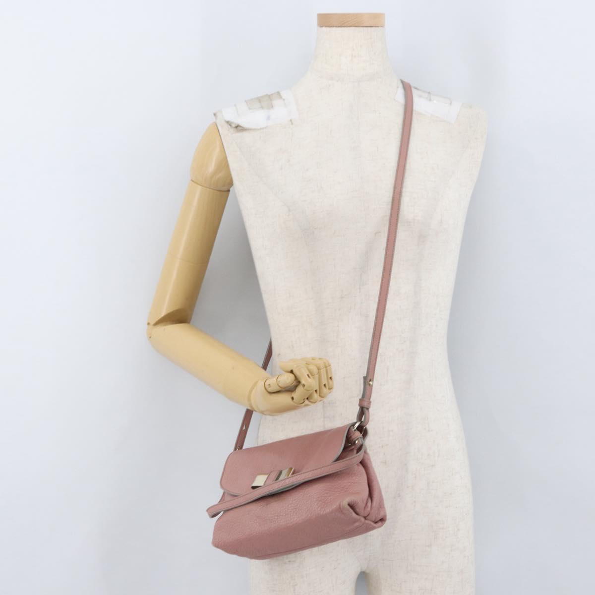 Chloe Lily Shoulder Bag Leather 2way Pink Gold Auth 173695