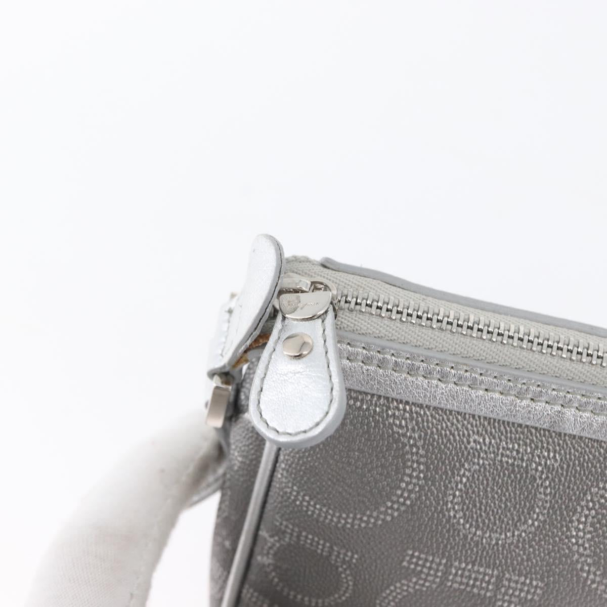 Salvatore Ferragamo Gancini Shoulder Bag PVC Leather Silver Auth 173697