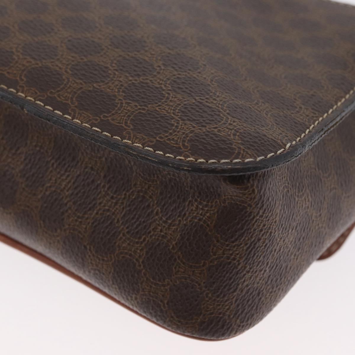 CELINE Macadam Canvas Shoulder Bag PVC Leather Brown Gold Auth 173698A