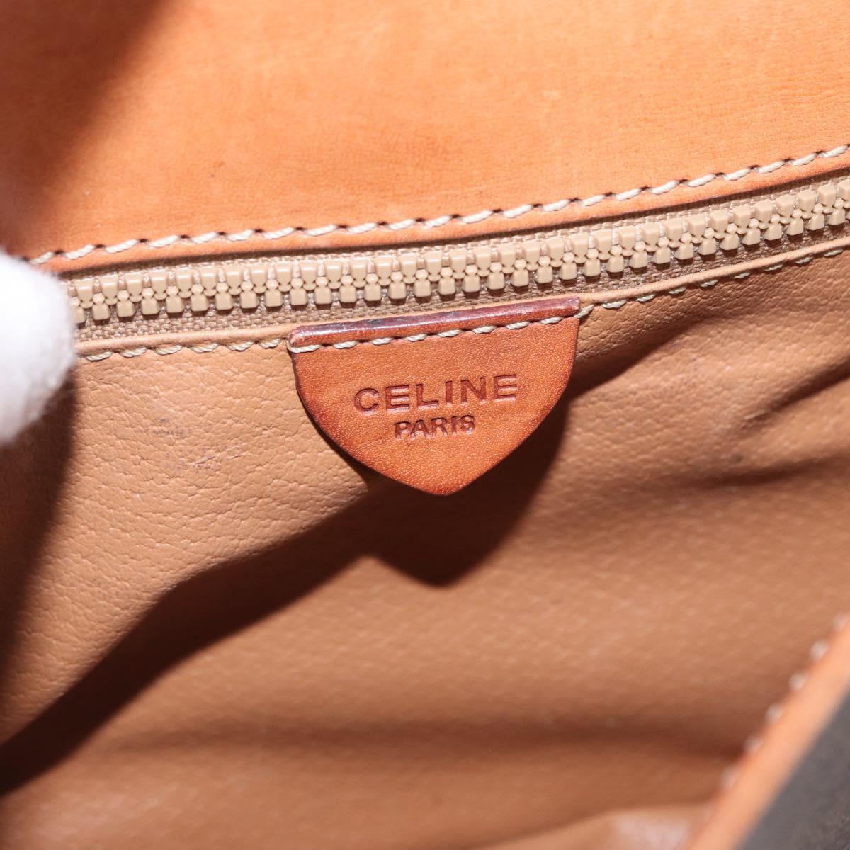 CELINE Macadam Canvas Shoulder Bag PVC Leather Brown Gold Auth 173698A