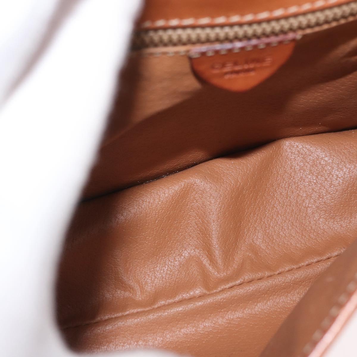 CELINE Macadam Canvas Shoulder Bag PVC Leather Brown Gold Auth 173698A