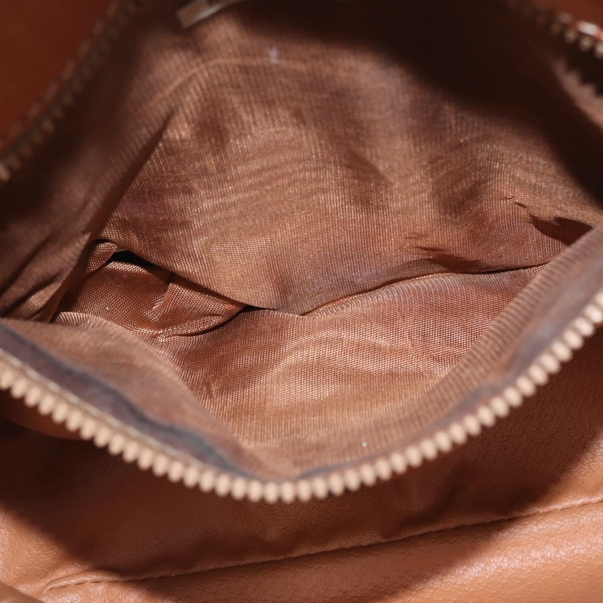 CELINE Macadam Canvas Shoulder Bag PVC Leather Brown Gold Auth 173698A
