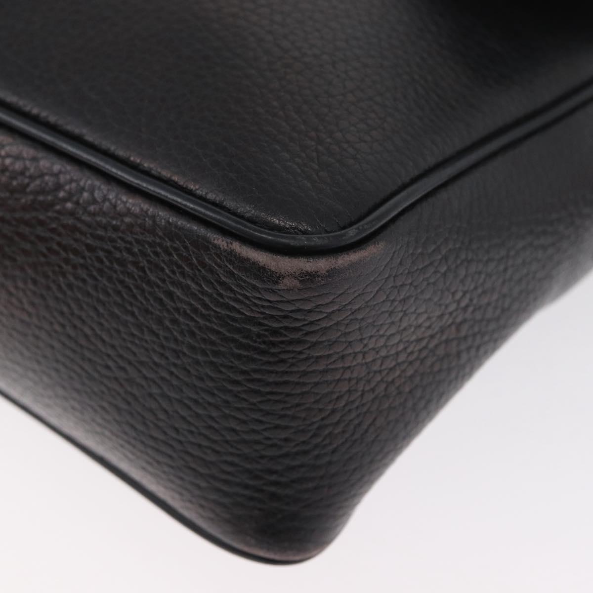 CELINE Shoulder Bag Leather Black Gold Auth 173699