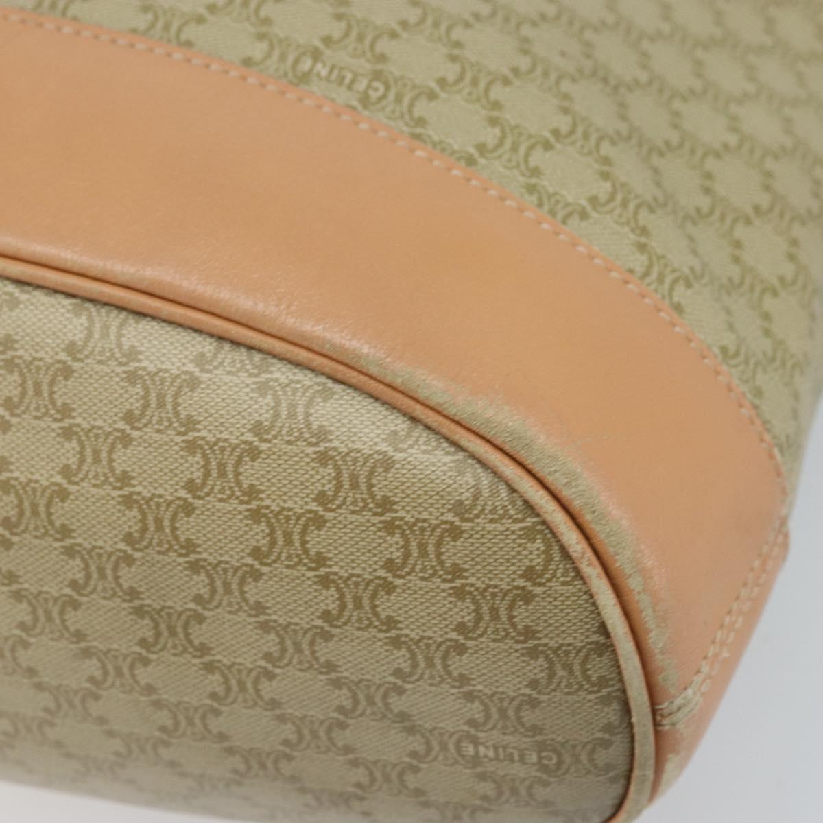 CELINE Macadam Canvas Shoulder Bag PVC Beige Gold Auth 173701