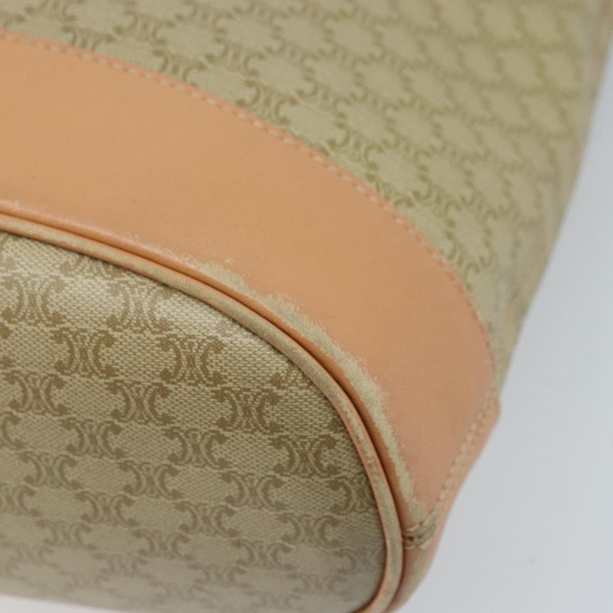 CELINE Macadam Canvas Shoulder Bag PVC Beige Gold Auth 173701