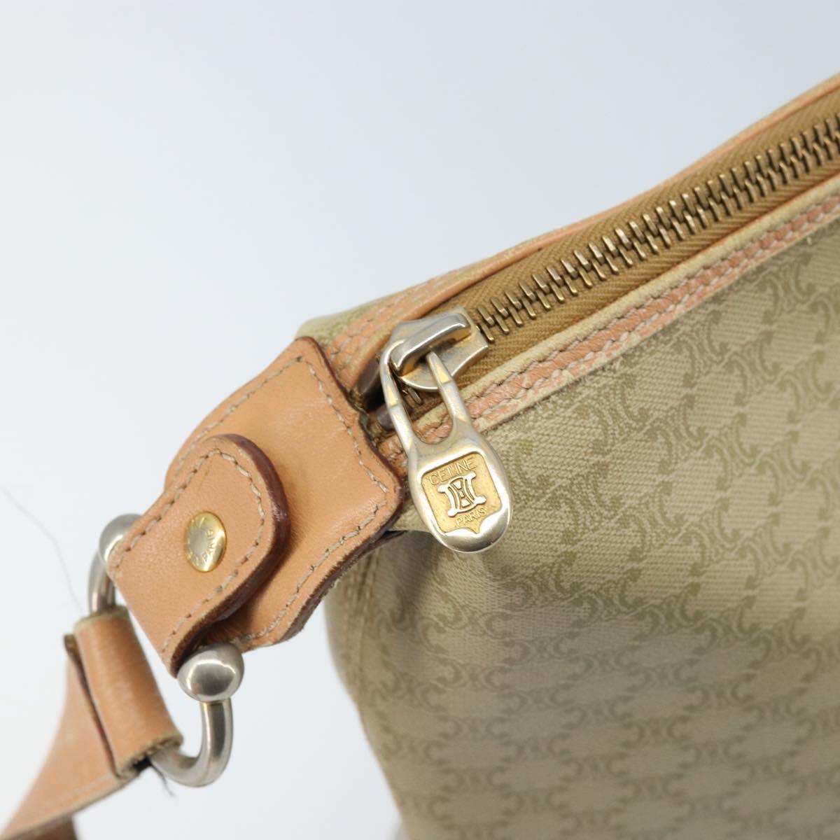 CELINE Macadam Canvas Shoulder Bag PVC Beige Gold Auth 173701