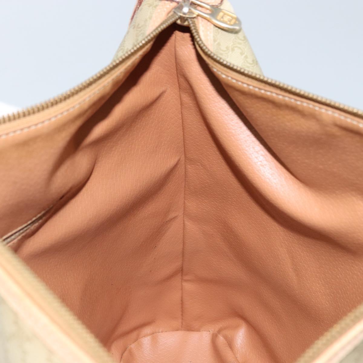 CELINE Macadam Canvas Shoulder Bag PVC Beige Gold Auth 173701