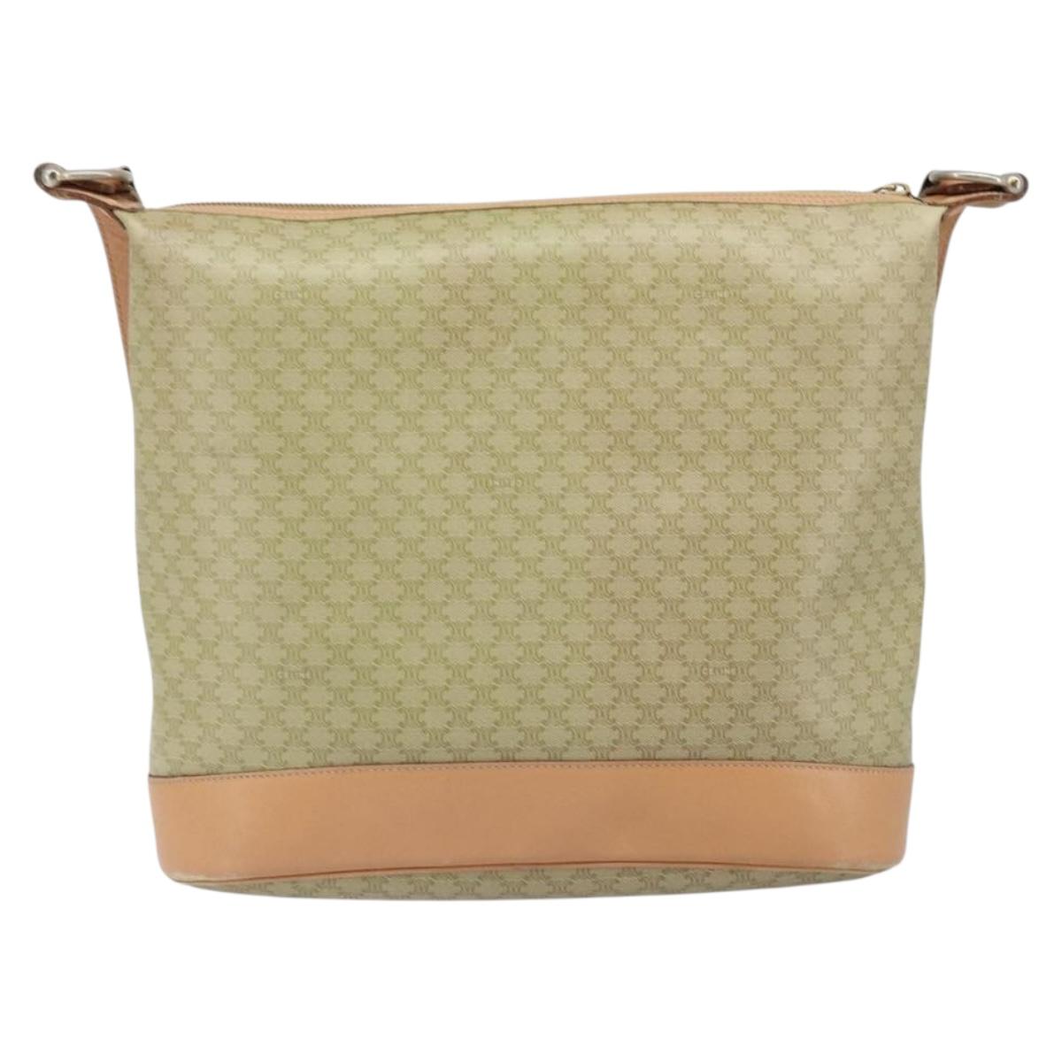 CELINE Macadam Canvas Shoulder Bag PVC Beige Gold Auth 173701