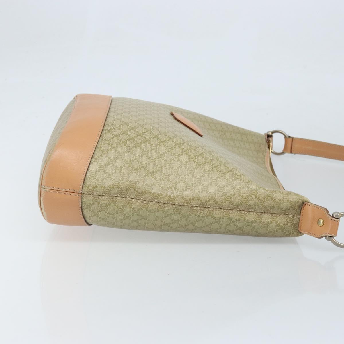 CELINE Macadam Canvas Shoulder Bag PVC Beige Gold Auth 173701