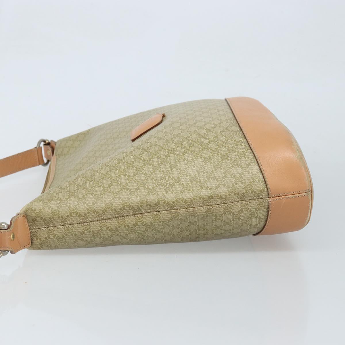 CELINE Macadam Canvas Shoulder Bag PVC Beige Gold Auth 173701