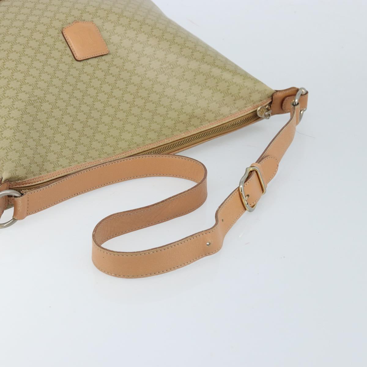 CELINE Macadam Canvas Shoulder Bag PVC Beige Gold Auth 173701