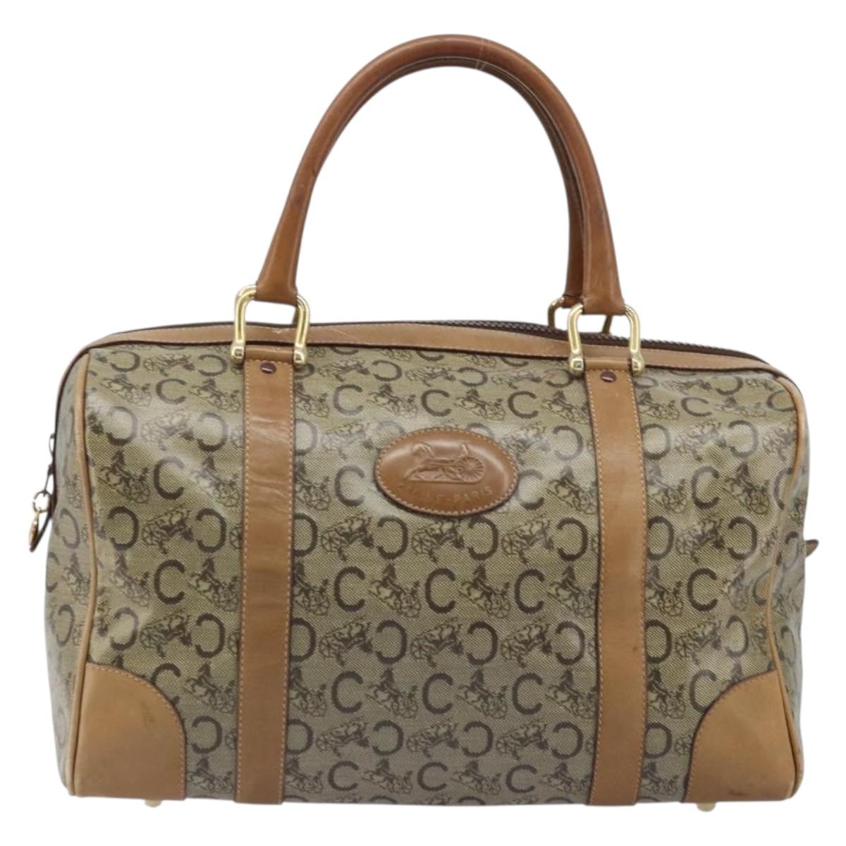 CELINE C Sulky Hand Bag PVC Beige Gold Auth 173702
