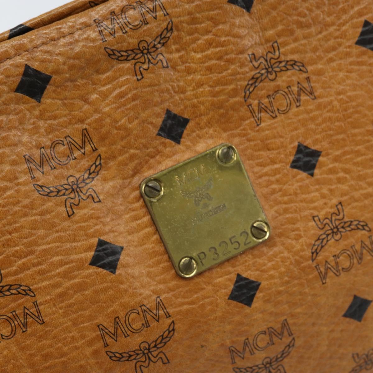 MCM Logogram Vicetos Clutch Bag PVC Leather Brown Auth 173703