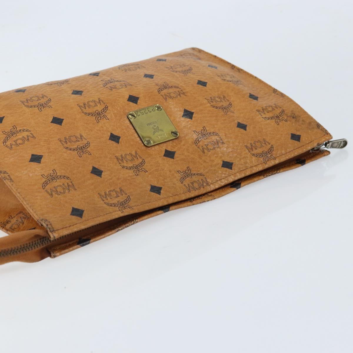 MCM Logogram Vicetos Clutch Bag PVC Leather Brown Auth 173703