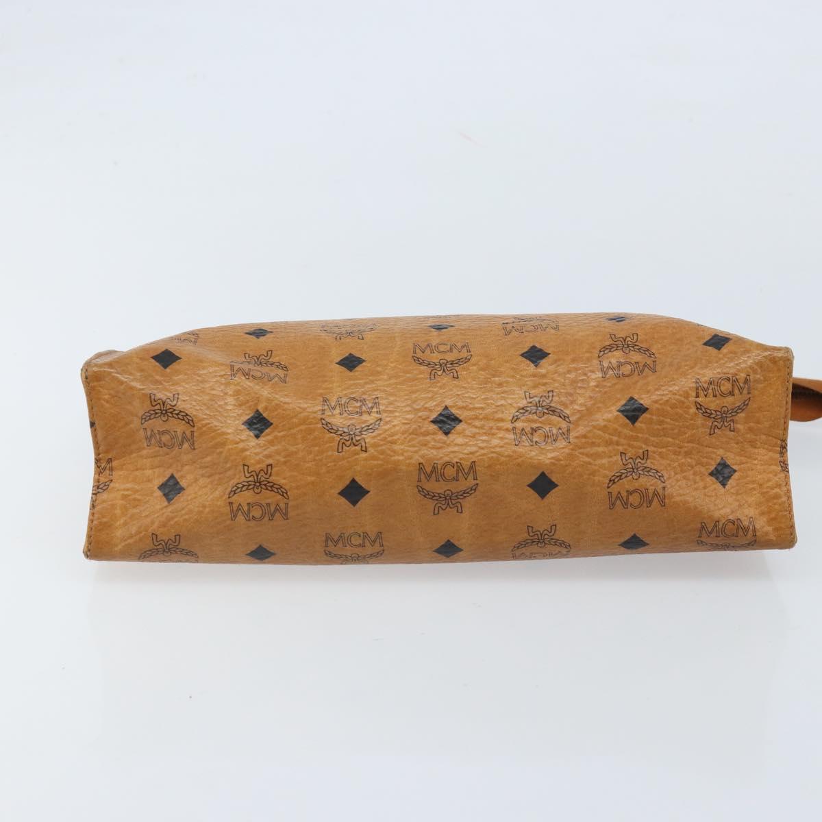 MCM Logogram Vicetos Clutch Bag PVC Leather Brown Auth 173703