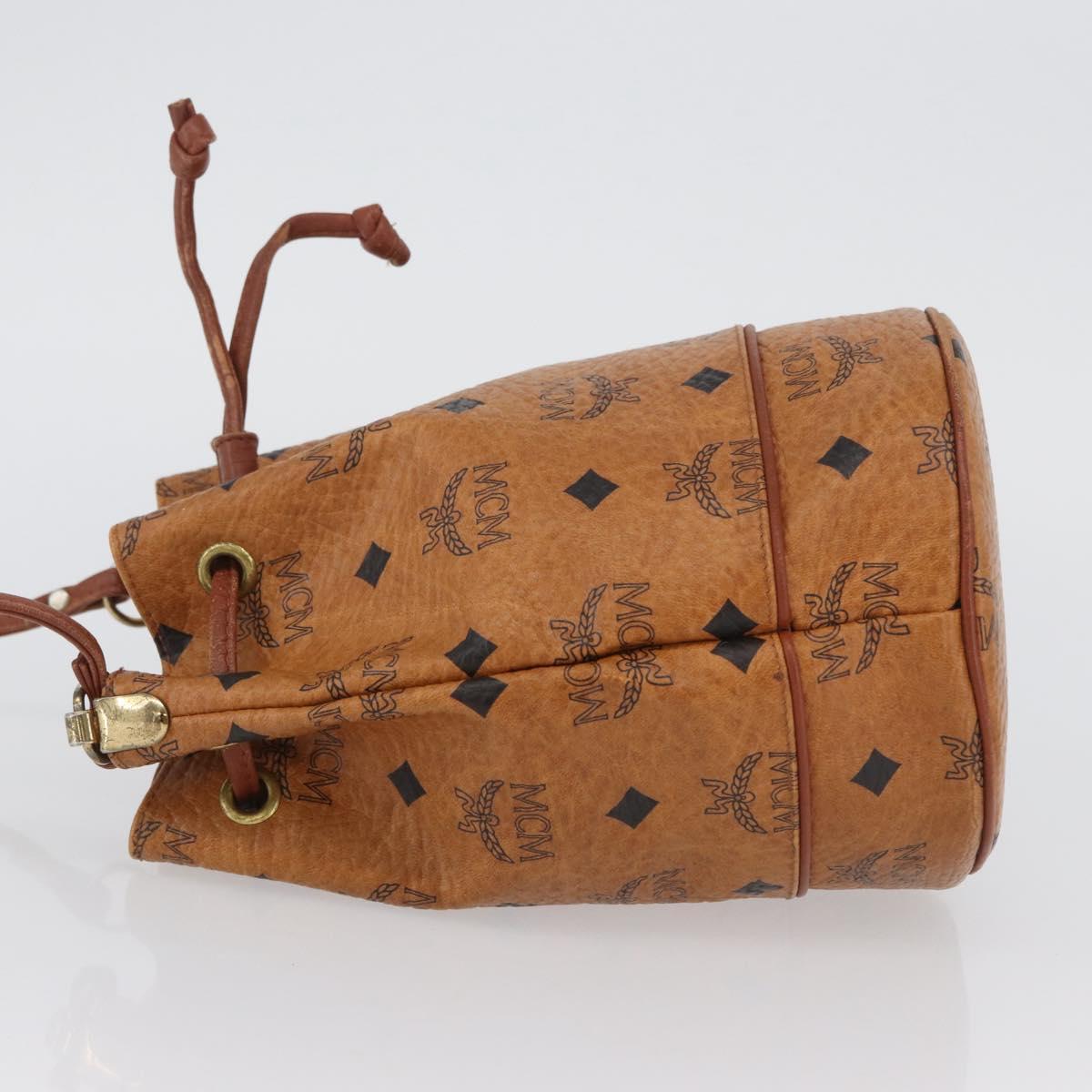 MCM Vicetos Logogram Shoulder Bag PVC Leather Brown Gold Auth 173707