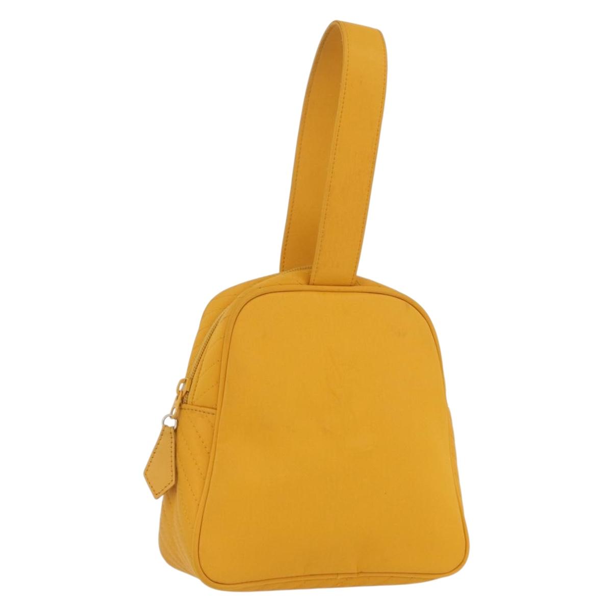 SAINT LAURENT Hand Bag Nylon Yellow Gold Auth 173709
