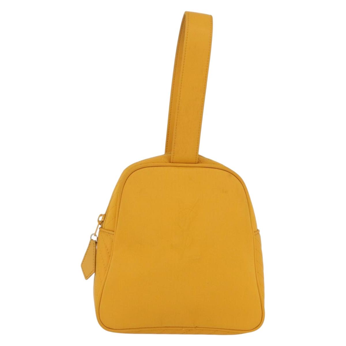 SAINT LAURENT Hand Bag Nylon Yellow Gold Auth 173709