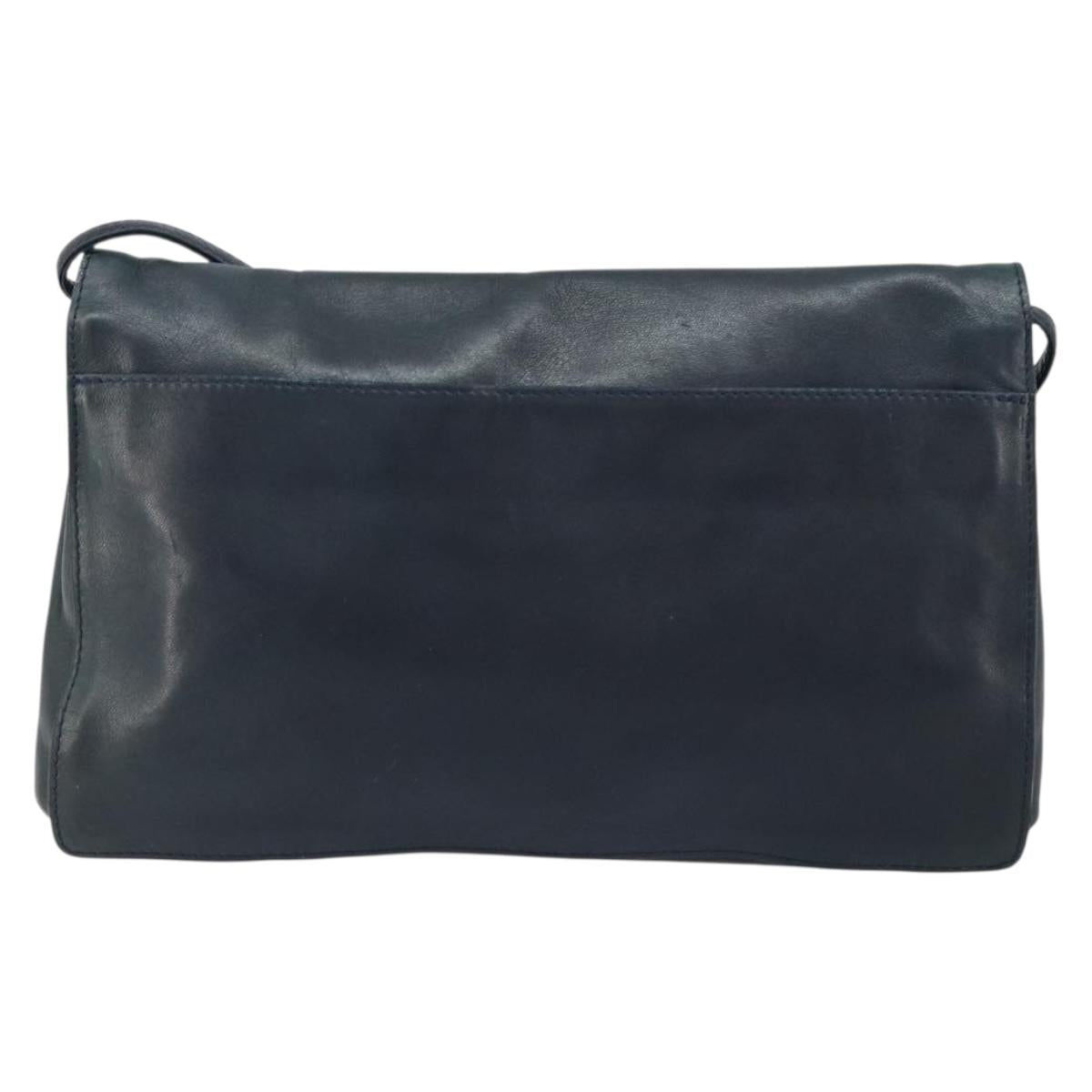 BOTTEGA VENETA Shoulder Bag Leather Black Gold Auth 173710