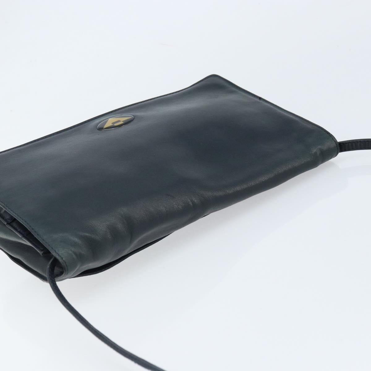 BOTTEGA VENETA Shoulder Bag Leather Black Gold Auth 173710