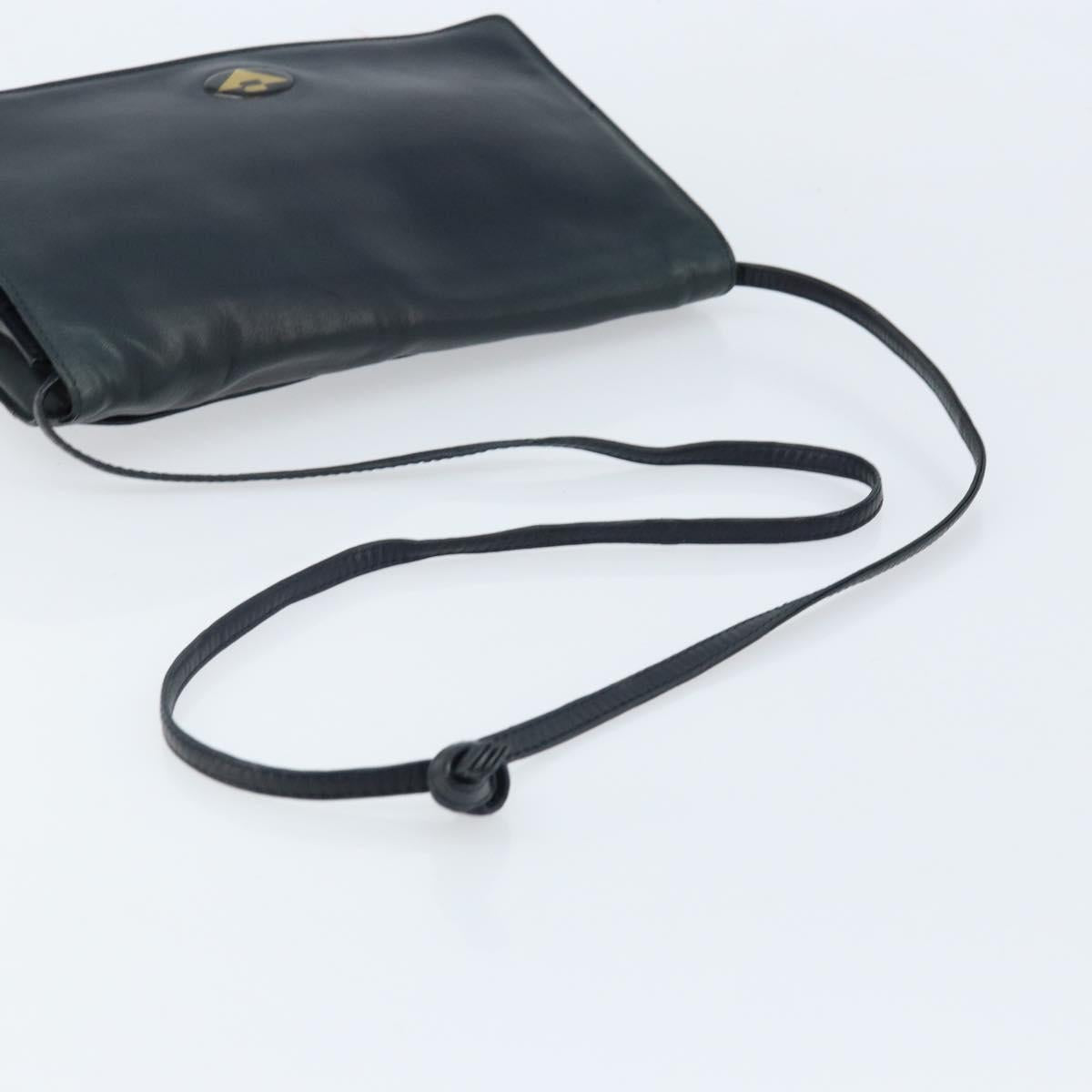 BOTTEGA VENETA Shoulder Bag Leather Black Gold Auth 173710
