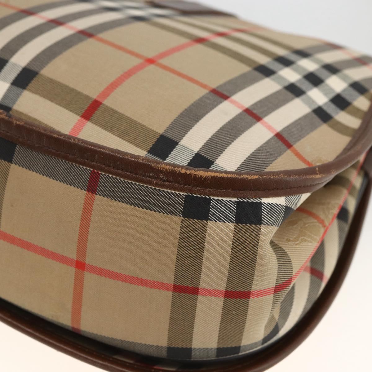 Burberrys Nova Check Shoulder Bag Canvas Leather Beige Gold Auth 173711