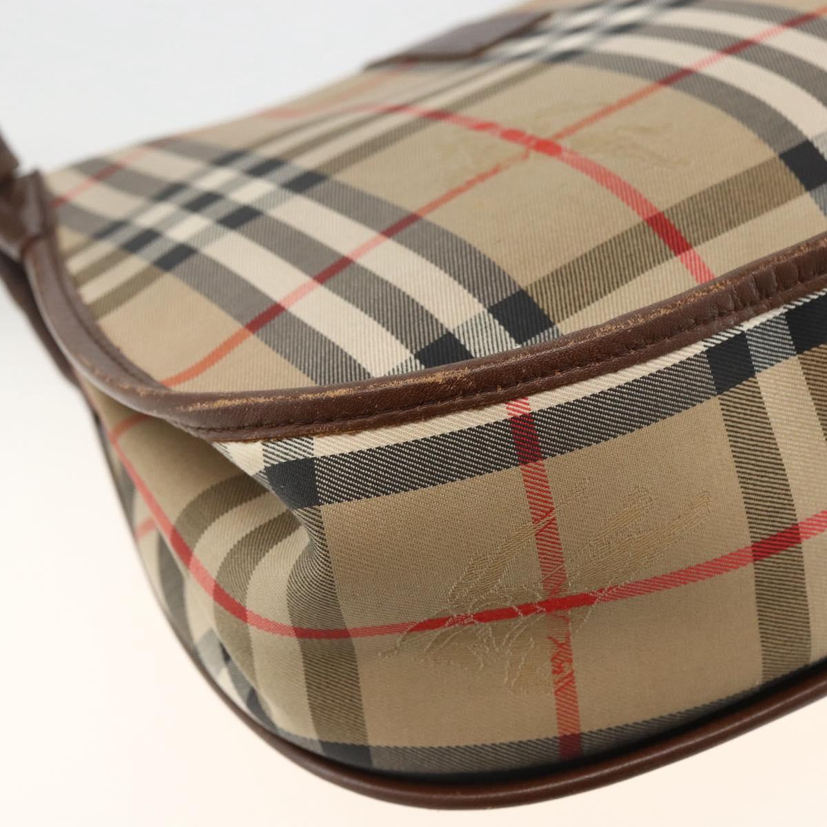 Burberrys Nova Check Shoulder Bag Canvas Leather Beige Gold Auth 173711