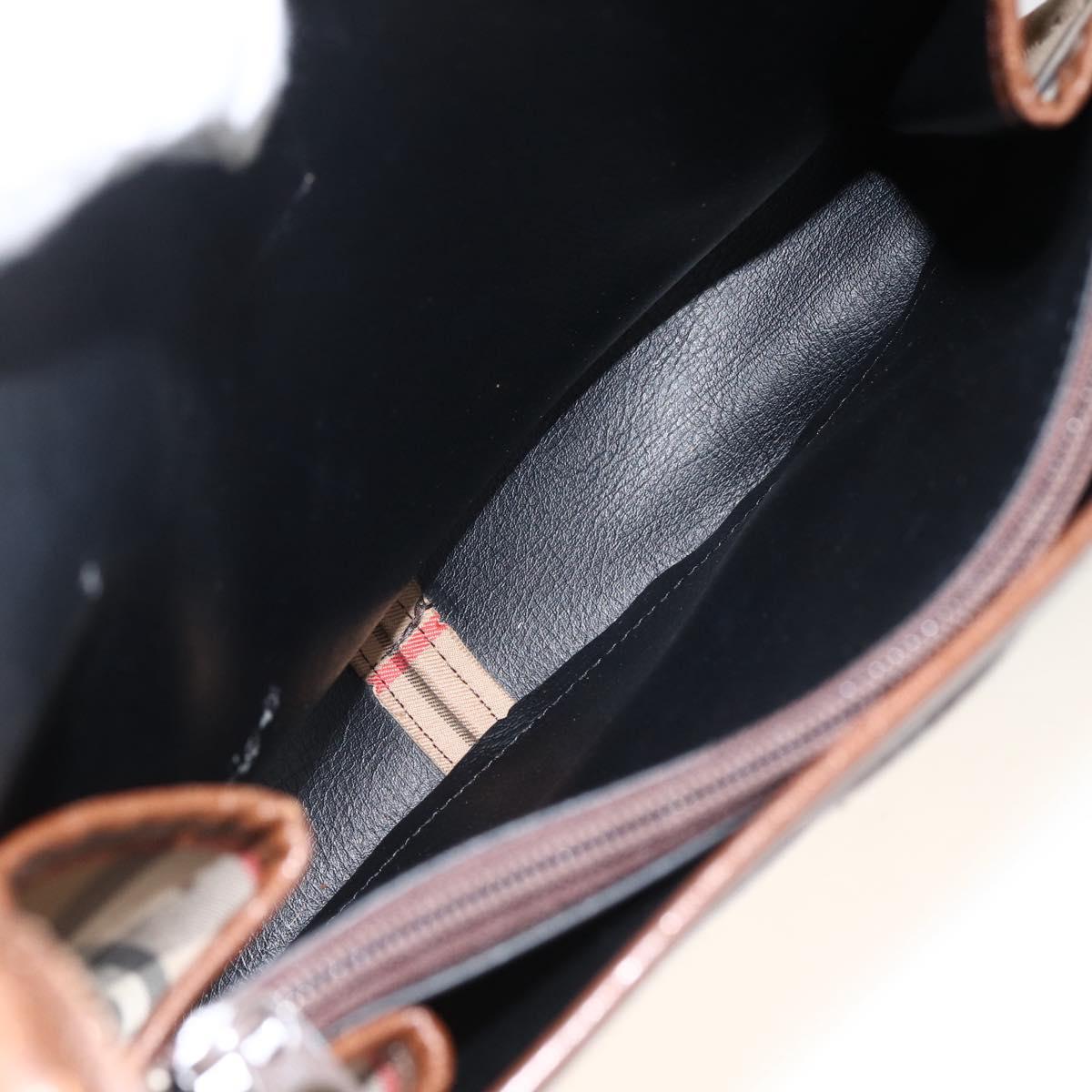 Burberrys Nova Check Shoulder Bag Canvas Leather Beige Gold Auth 173711