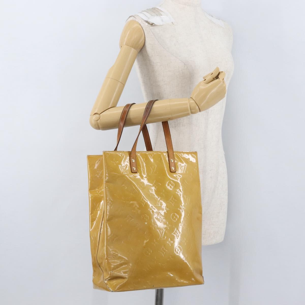 LOUIS VUITTON Monogram Vernis Reade MM Hand Bag Beige M91141 LV Auth 173771