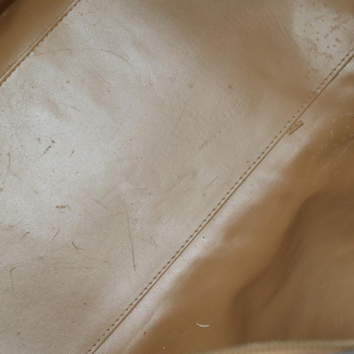 CELINE Macadam Canvas Boston Bag PVC Leather Brown Gold Auth 173776