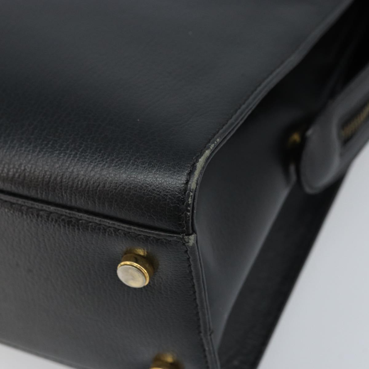 Salvatore Ferragamo Hand Bag Leather Black Gold Auth 173778
