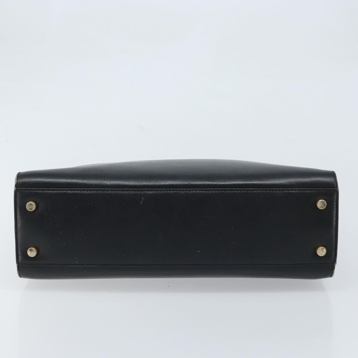 Salvatore Ferragamo Hand Bag Leather Black Gold Auth 173778