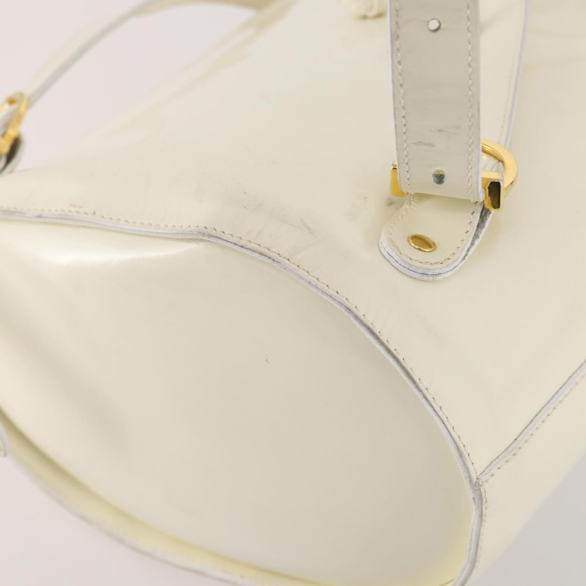Salvatore Ferragamo Backpack Patent leather White Gold Auth 173783