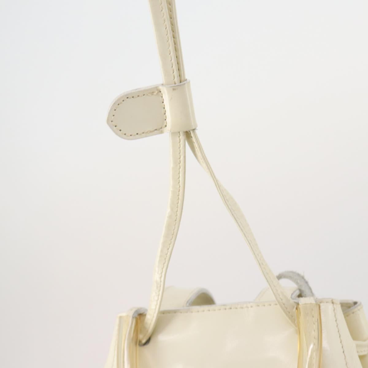 Salvatore Ferragamo Backpack Patent leather White Gold Auth 173783
