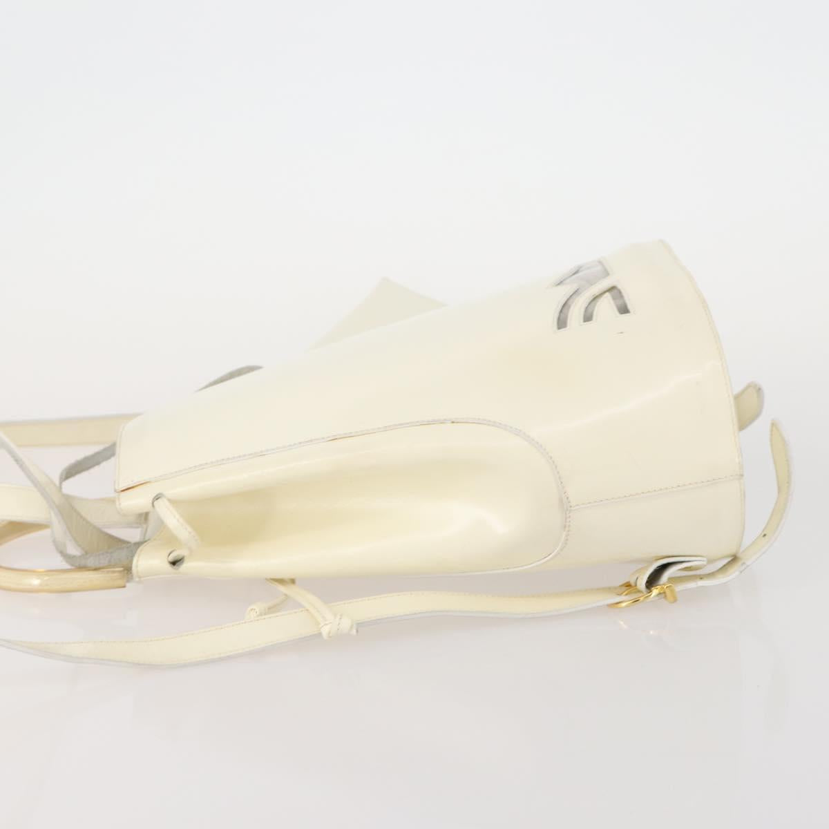 Salvatore Ferragamo Backpack Patent leather White Gold Auth 173783
