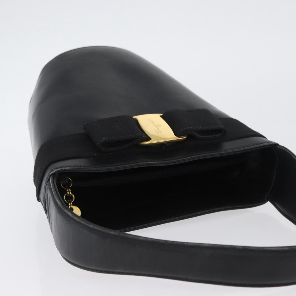 Salvatore Ferragamo Vara Ribbon Hand Bag Leather Black Auth 173784