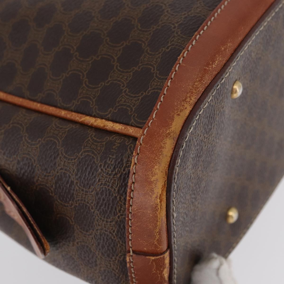CELINE Macadam Canvas Hand Bag PVC Leather Brown Gold Auth 173791