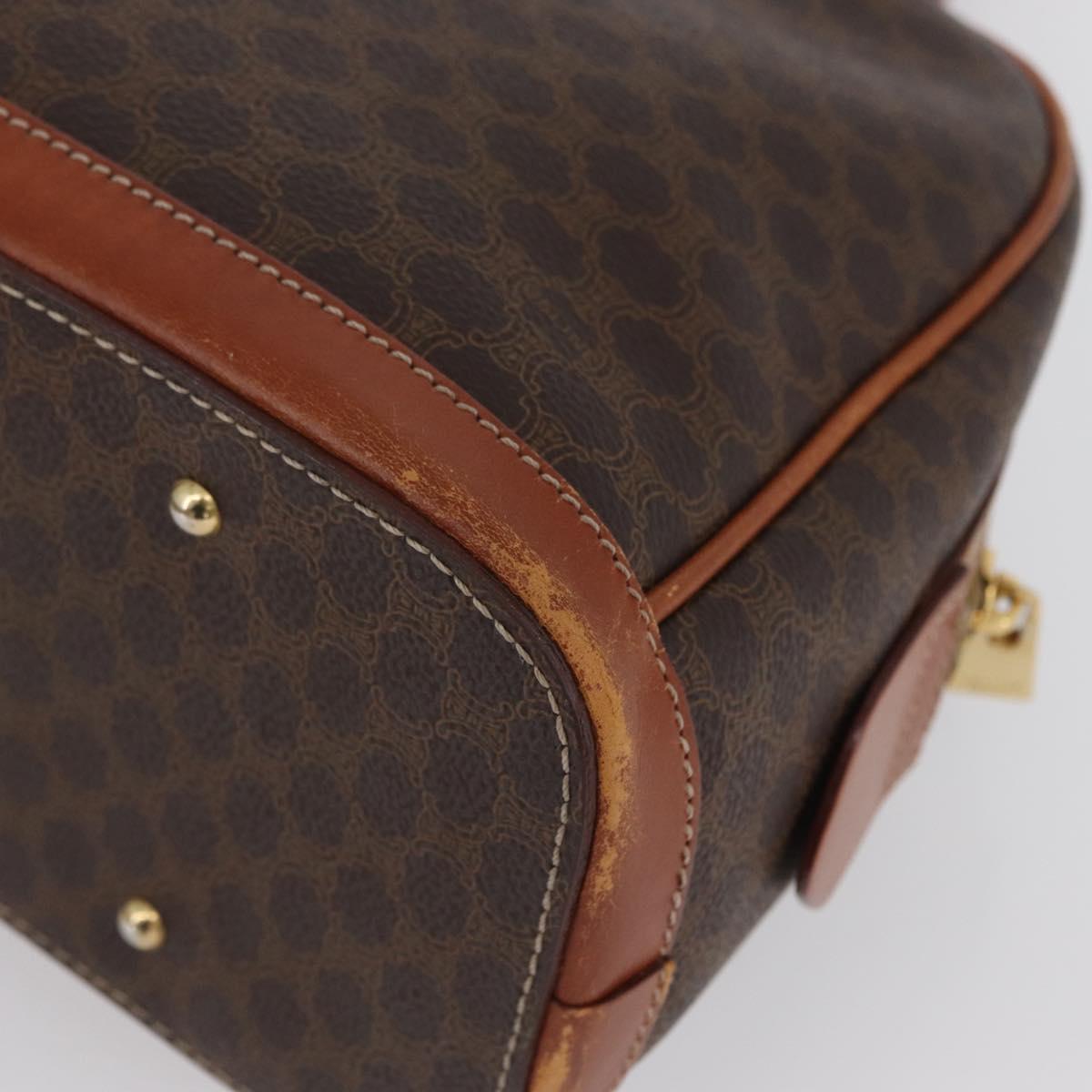 CELINE Macadam Canvas Hand Bag PVC Leather Brown Gold Auth 173791