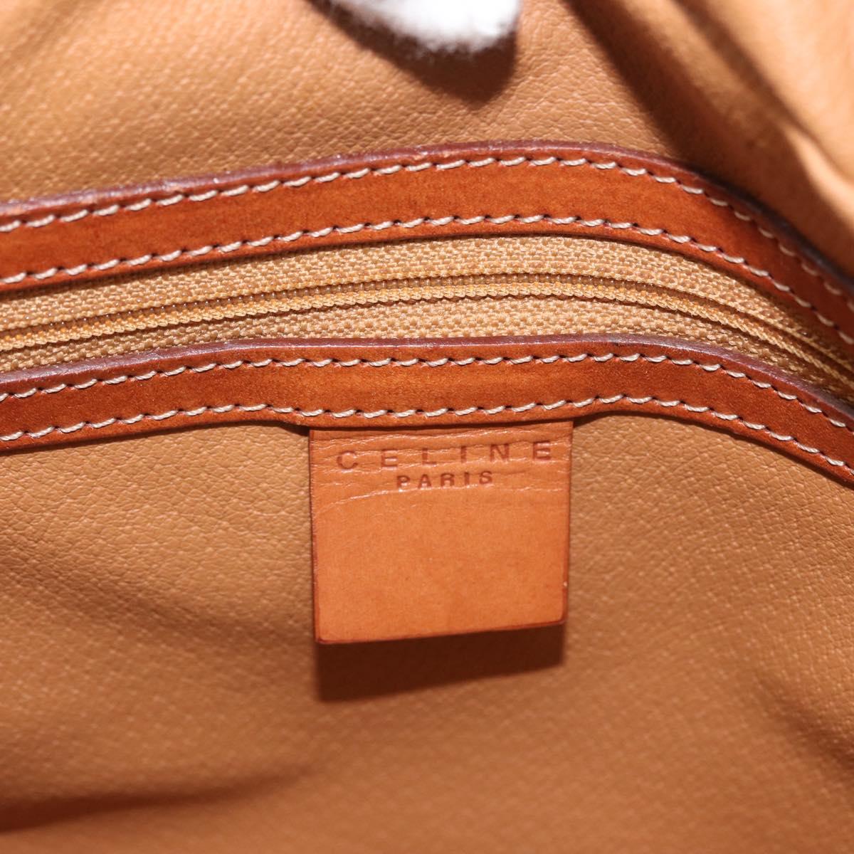 CELINE Macadam Canvas Hand Bag PVC Leather Brown Gold Auth 173791