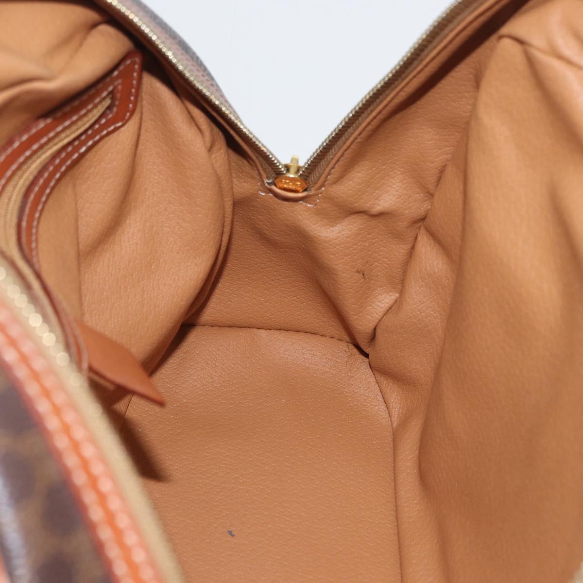 CELINE Macadam Canvas Hand Bag PVC Leather Brown Gold Auth 173791