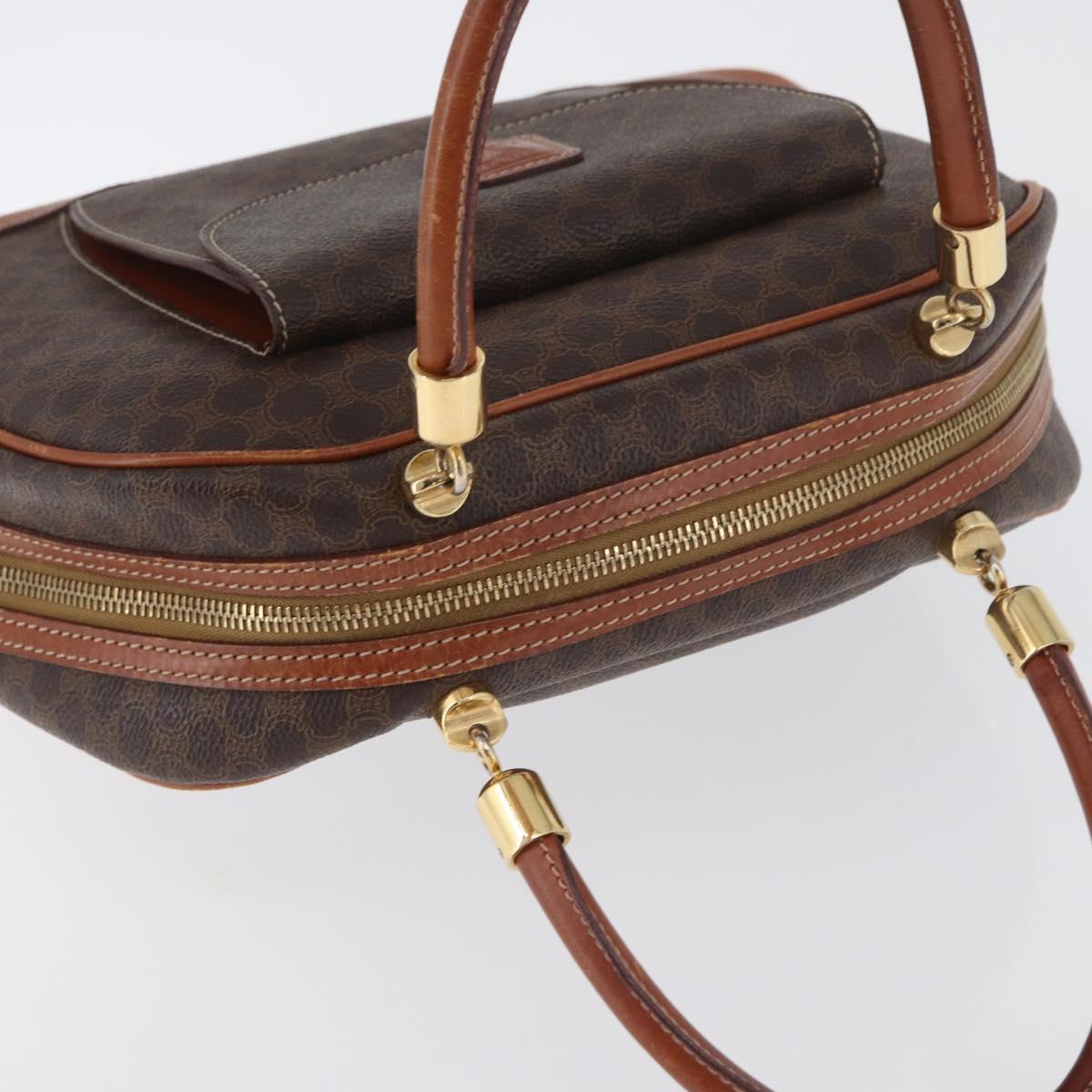 CELINE Macadam Canvas Hand Bag PVC Leather Brown Gold Auth 173791