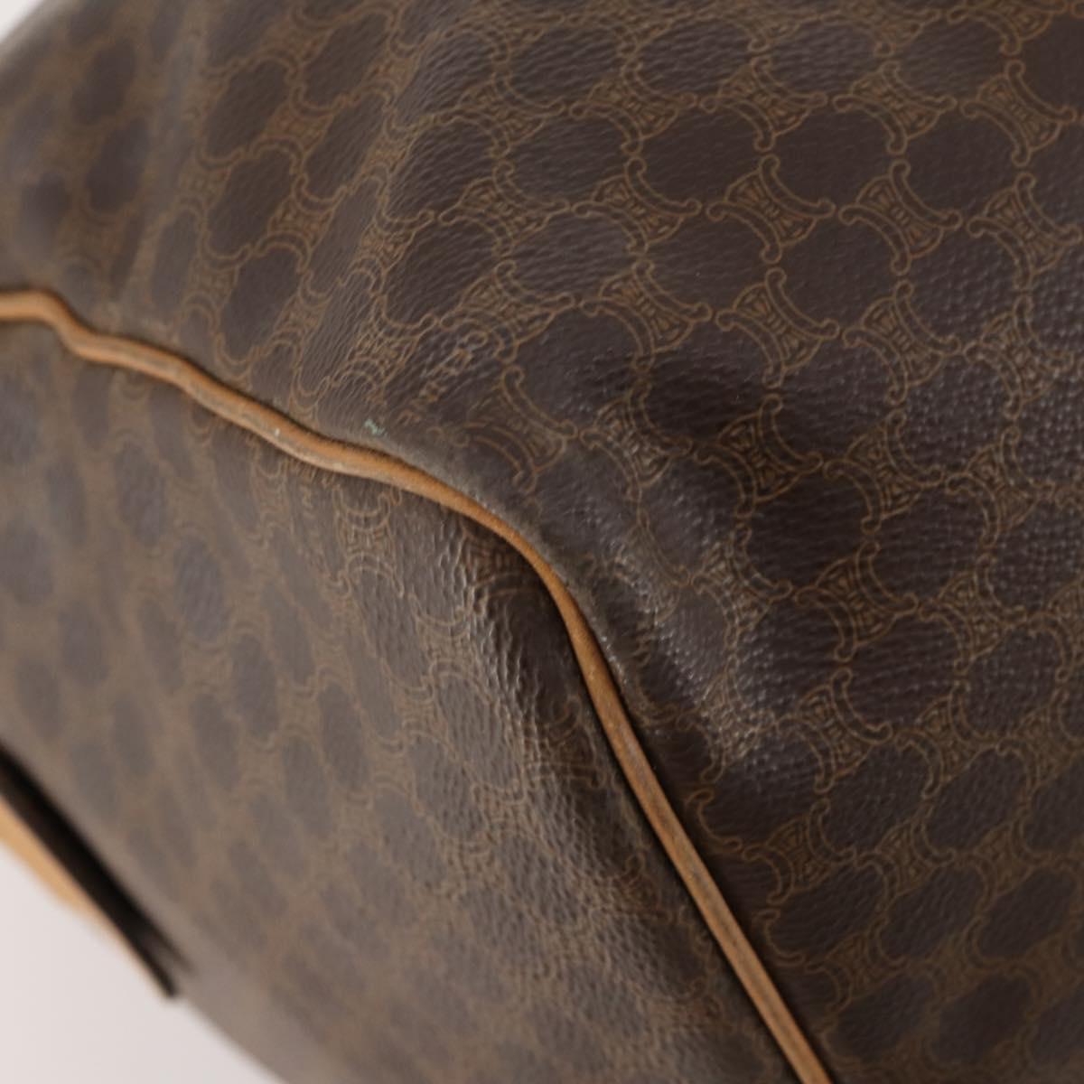 CELINE Macadam Canvas Boston Bag PVC Leather Brown Gold Auth 173792