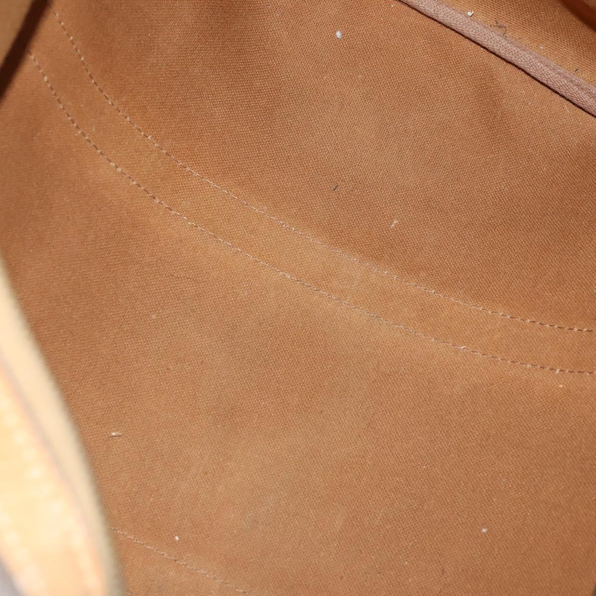 CELINE Macadam Canvas Boston Bag PVC Leather Brown Gold Auth 173792