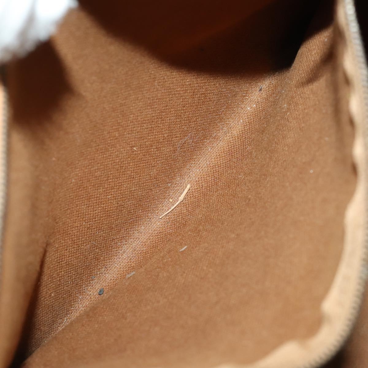 CELINE Macadam Canvas Boston Bag PVC Leather Brown Gold Auth 173792