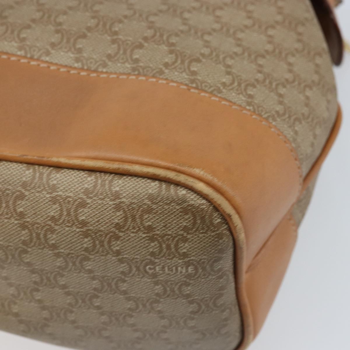 CELINE Macadam Canvas Hand Bag PVC Leather Beige Gold Auth 173793