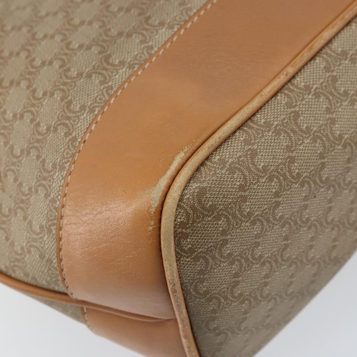 CELINE Macadam Canvas Hand Bag PVC Leather Beige Gold Auth 173793
