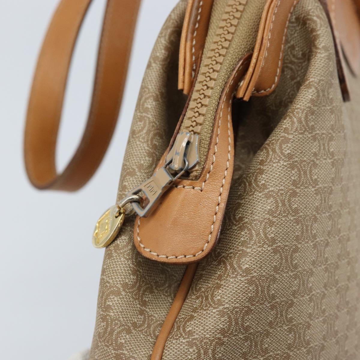 CELINE Macadam Canvas Hand Bag PVC Leather Beige Gold Auth 173793