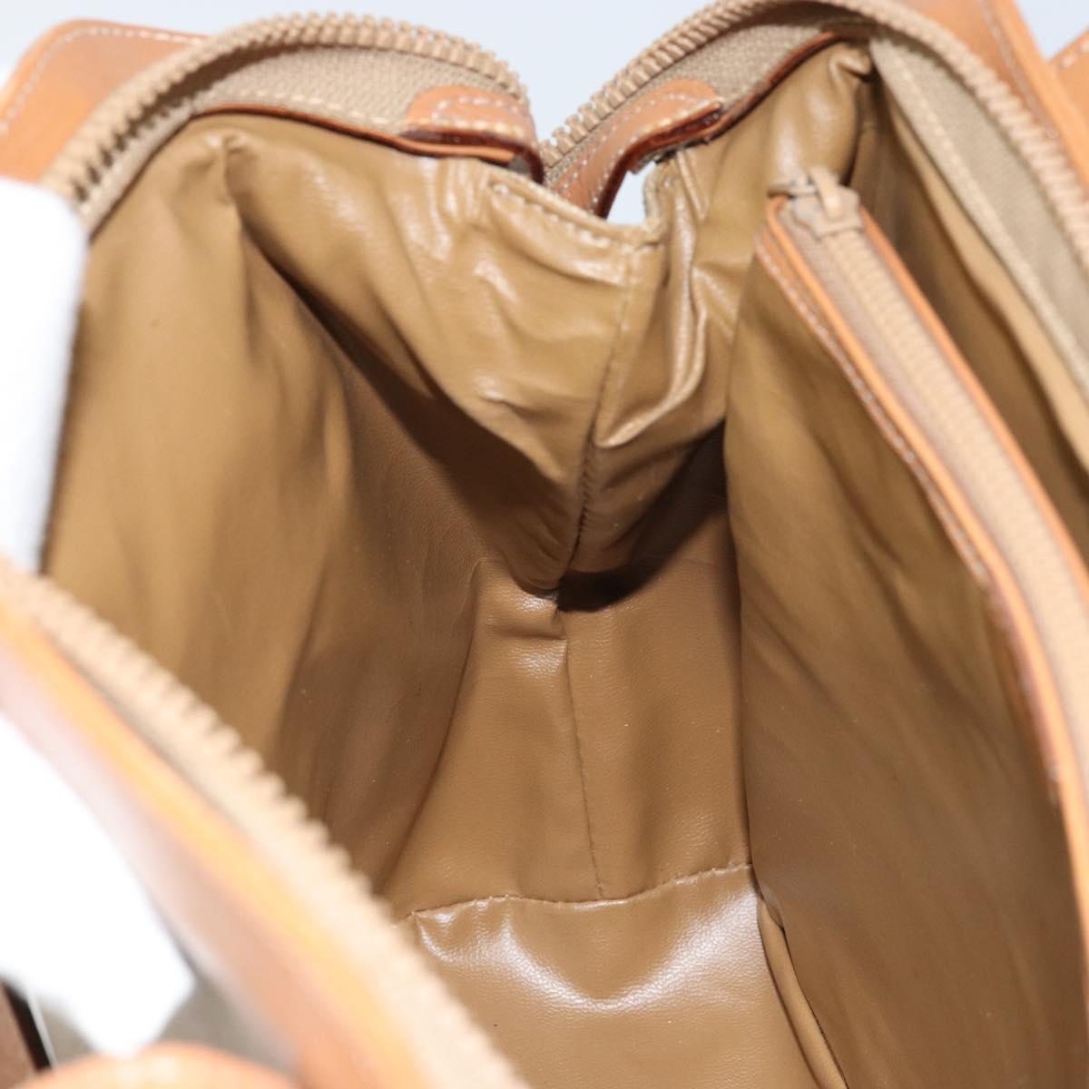 CELINE Macadam Canvas Hand Bag PVC Leather Beige Gold Auth 173793