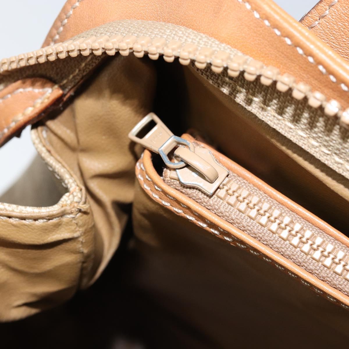 CELINE Macadam Canvas Hand Bag PVC Leather Beige Gold Auth 173793